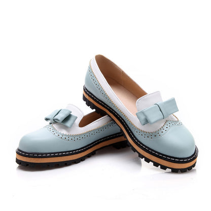 Korean Style Academy Cute 17 Years Bowknot PU Single Shoe Size