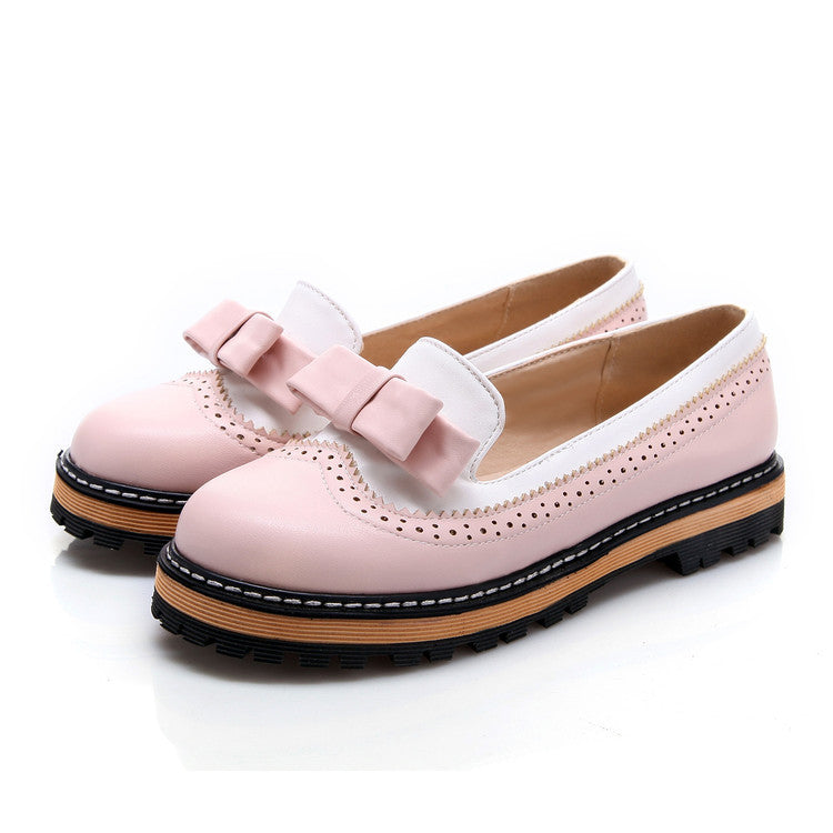 Académie de style coréen mignonne 17 ans nœud papillon PU taille unique de chaussure