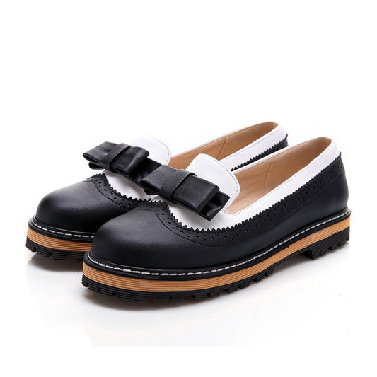 Académie de style coréen mignonne 17 ans nœud papillon PU taille unique de chaussure