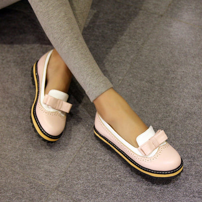 Académie de style coréen mignonne 17 ans nœud papillon PU taille unique de chaussure