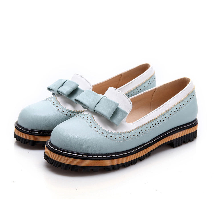 Académie de style coréen mignonne 17 ans nœud papillon PU taille unique de chaussure