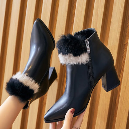 Patent leather pointed high heel Martin boots