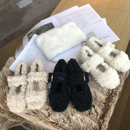 Warm furry shoes