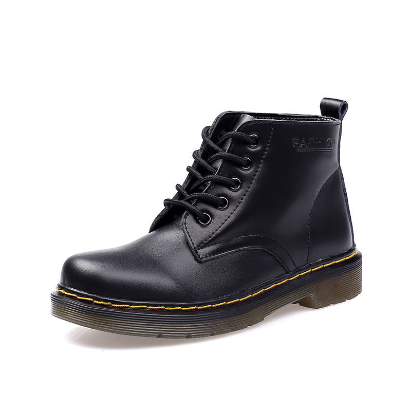 Women's Cattle Tendon Leather Low Cylinder Martin Locomotive Boots