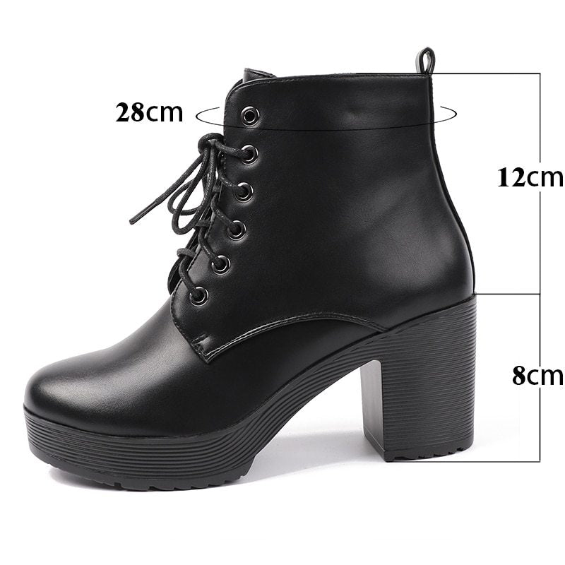 Botas de mujer de tacón alto Botas Martin de mujer con plataforma y tacón de aguja con plataforma impermeable y botas de piel cálida de terciopelo 