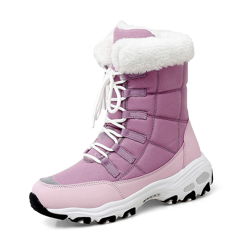 Bottes de neige montantes pour femmes, chaussures de loisirs en plein air, mi-tube