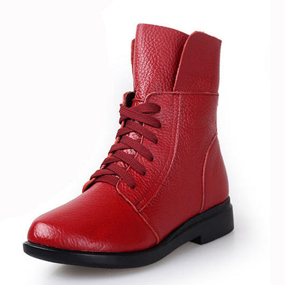 Botas casuales con cordones y suela plana, color rojo, para combinar con todo