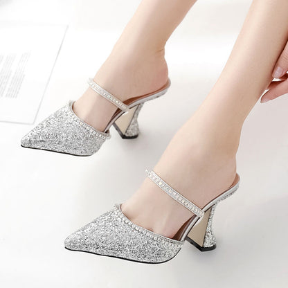 Zapatillas con brillantes y diamantes de imitación