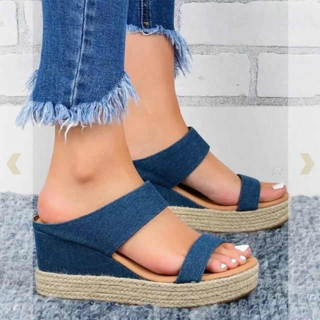 Sandalias de mujer con tacón de cuña de PU artificial de moda