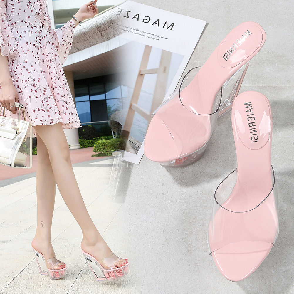 Transparent flower sandals