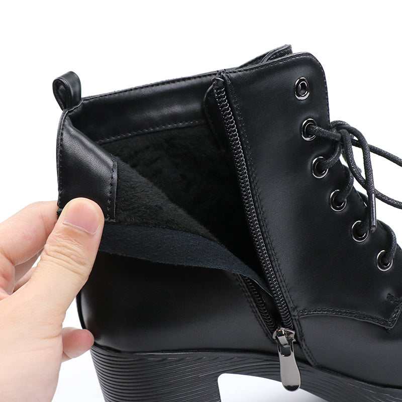 High-heeled women's boots Martin boots women's platform with waterproof platform boots and velvet warm leather boots