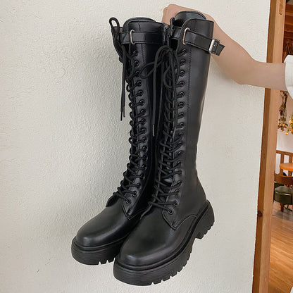 Bottes cavalières à talon épais et plateforme