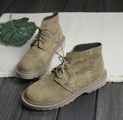 Bottines à lacets confortables en daim à bout rond pour femmes