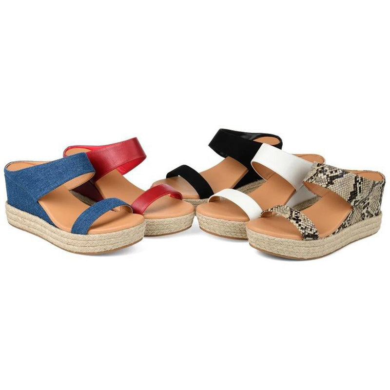 Fashionable Artificial PU Wedge Heel Women Sandals