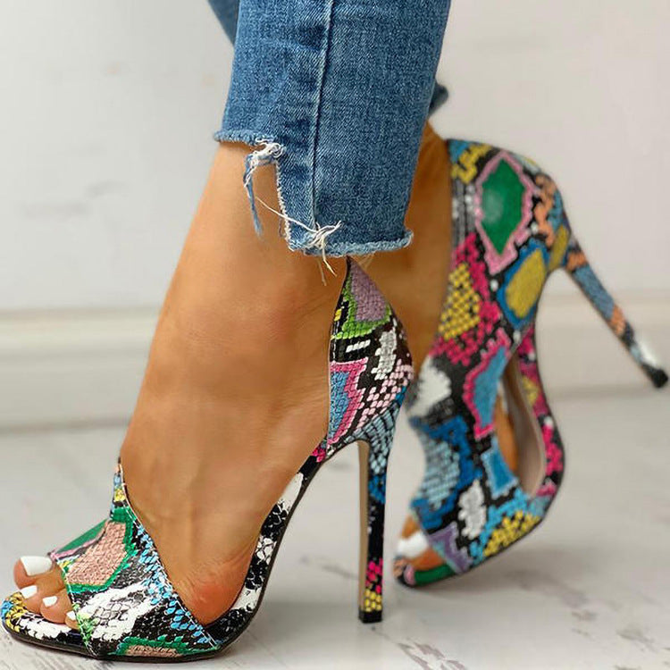 Colorful fish mouth high heel