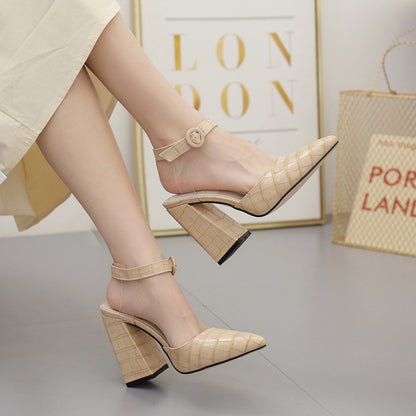 High heeled shoes with stone design and pointed toe