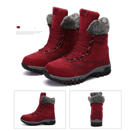 Autumn and winter outdoor snow boots female ski boots Travel boots hiking shoes in the tube warm and velvet cotton shoes