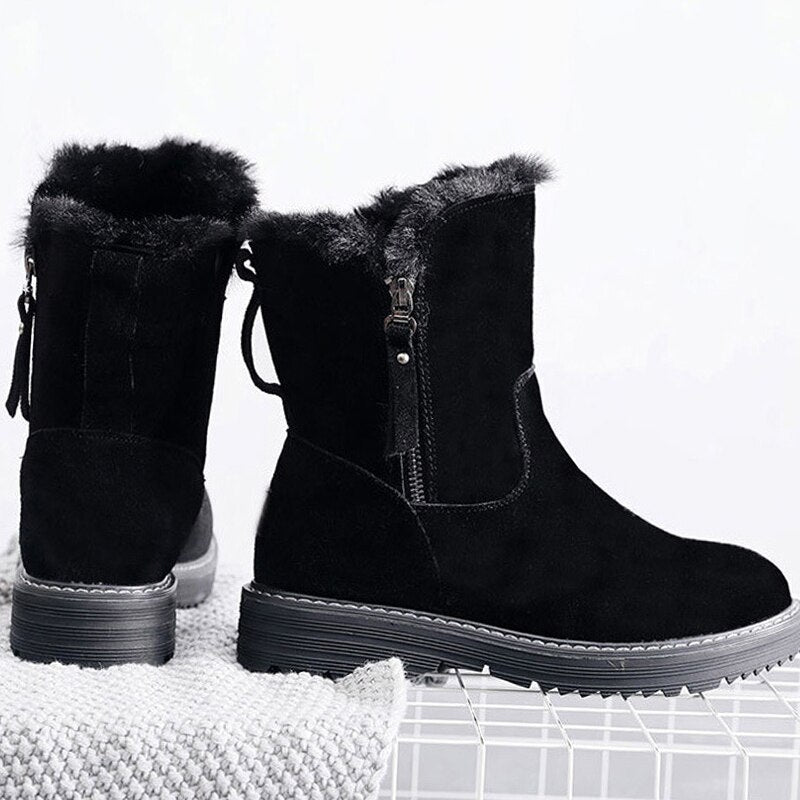 Bottes de neige plates mi-hautes en velours All-Match Plus