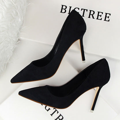 Suede stiletto party pointy heels