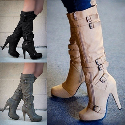 Fashion high-heeled platform high-top women's boots