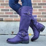 Bottes en cuir PU à fermeture éclair latérale pour femmes