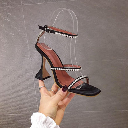 Square toe high heel sandals