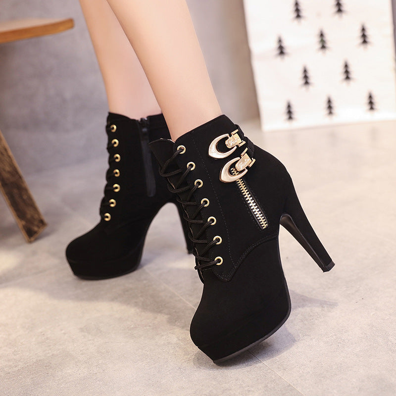 High heels stiletto platform zipper ankle boots