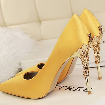 High-heeled women's autumn satin women's shoes