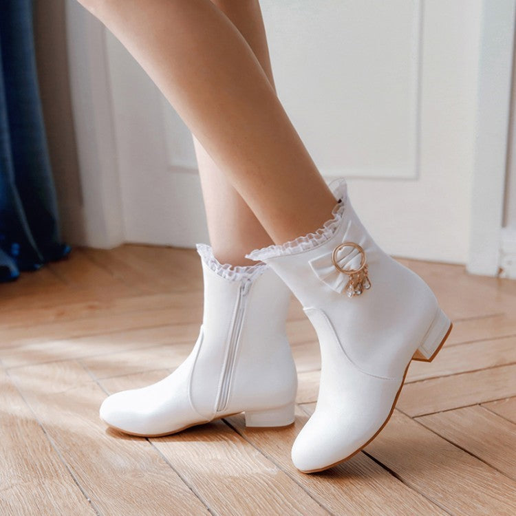 All-match Square Heel Low Heel Women's Boots