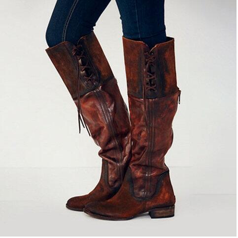 Nouveau produit bottes hautes à talon moyen et talon carré pour femmes