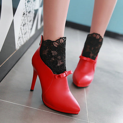 High heel lace women's boots