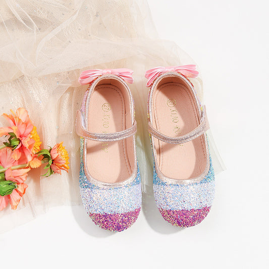 Chaussures de princesse à paillettes arc-en-ciel pour filles