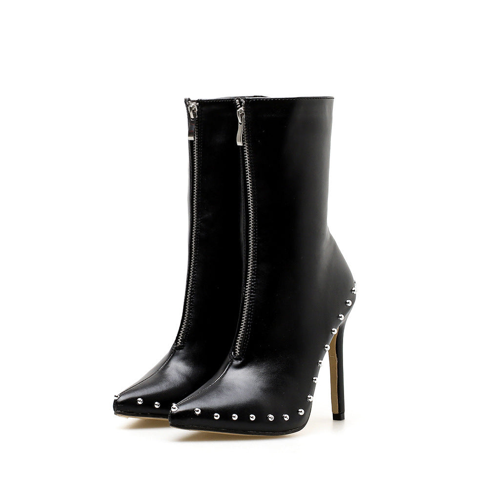 Studded zipper boots