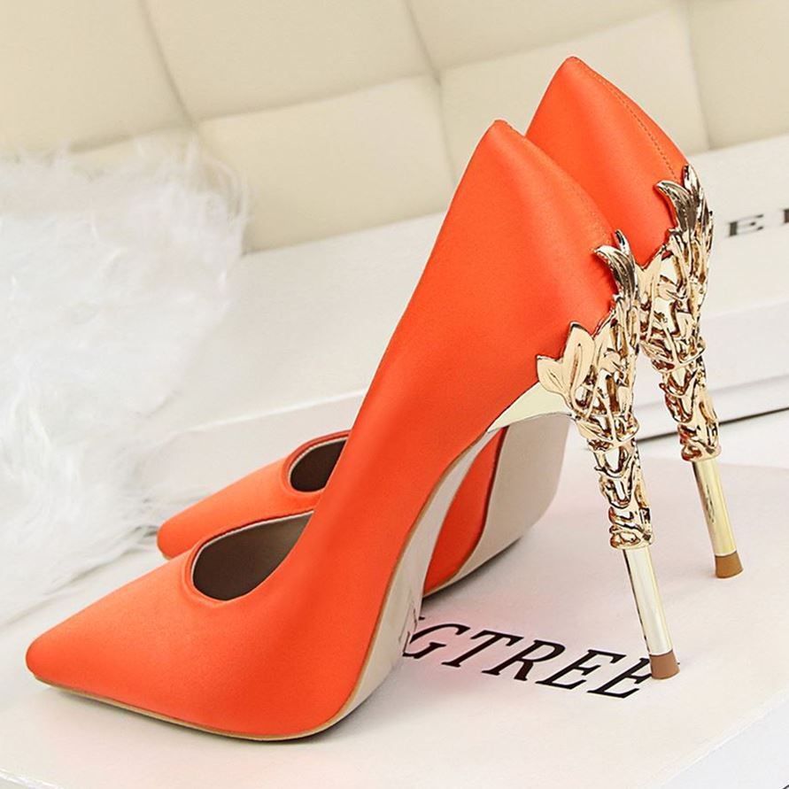 High-heeled women's autumn satin women's shoes