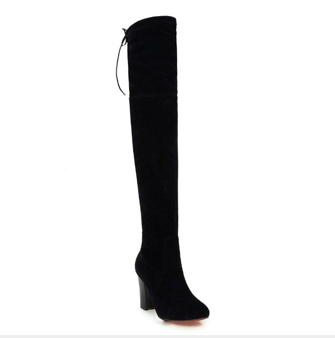 Bottes pointues pour femmes sur bottes extensibles peintes épaisses avec bottes longues bottes à talons hauts pour femmes