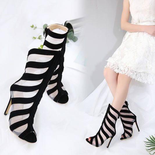 Cool boots fish mouth high heel women's shoes