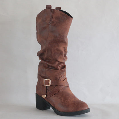 Botas de caballero con tiras cruzadas para mujer estilo vintage