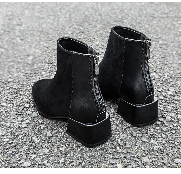 All-match comfortable thick heel casual short boots