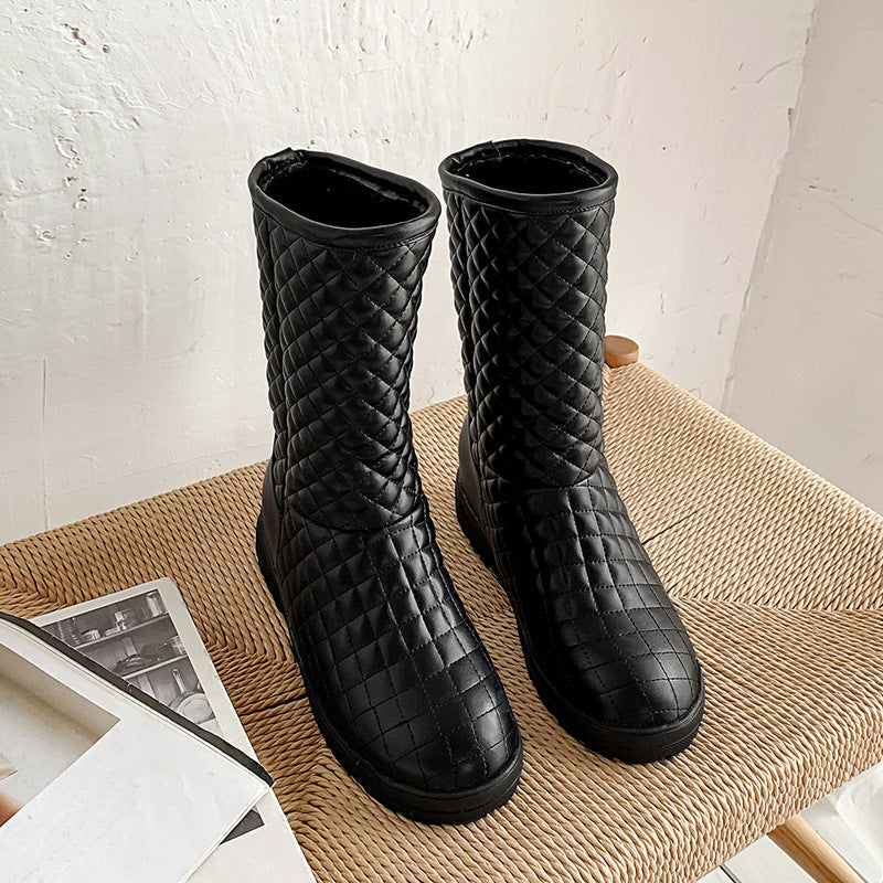 Botas de nieve cálidas de tubo medio para mujer, estilo universitario, talla 33-50