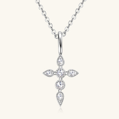 Collier pendentif croix moissanite en argent sterling 925