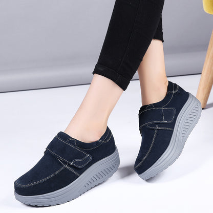 Non-slip wedge heel platform heightened fashion shoes