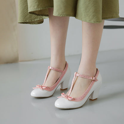 Chaussures lolita à talons hauts et nœuds japonais en dentelle