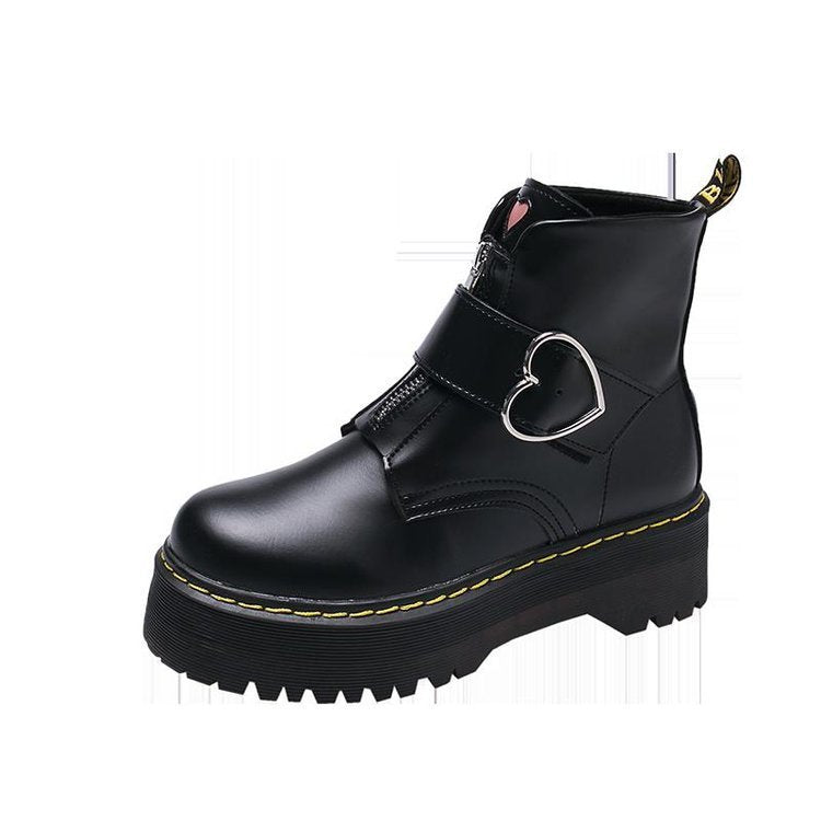 Botas Martin para mujer de tubo corto de bizcocho con plataforma y cordones hasta el tobillo