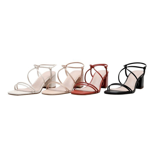 Simple wild sandals solid color thin belt