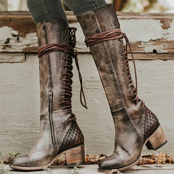 Women's side zip rider boots