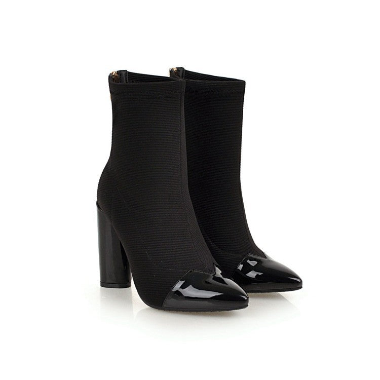 High heel pointed toe short boots