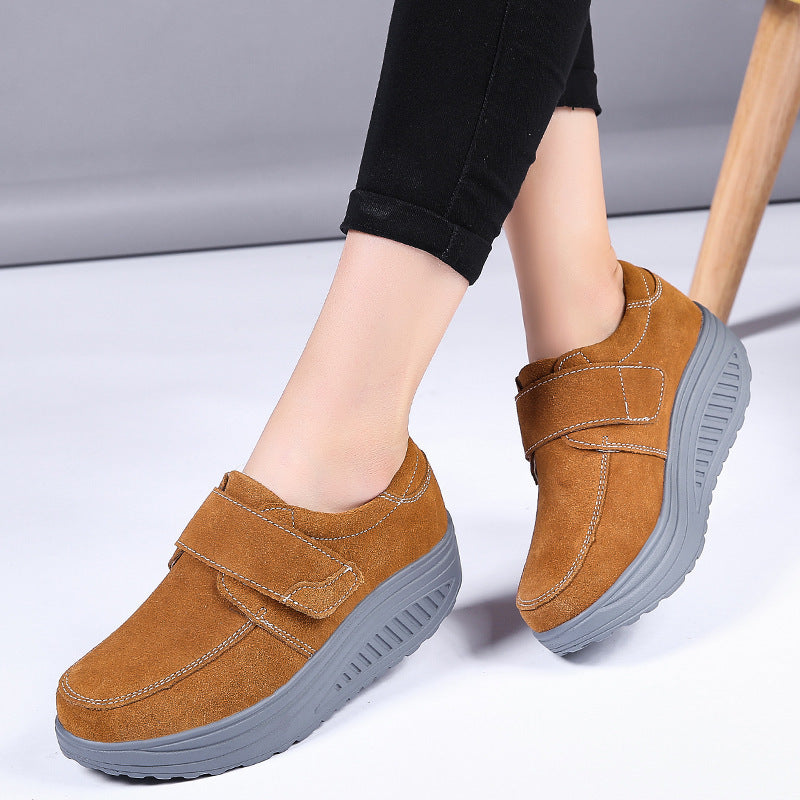 Non-slip wedge heel platform heightened fashion shoes