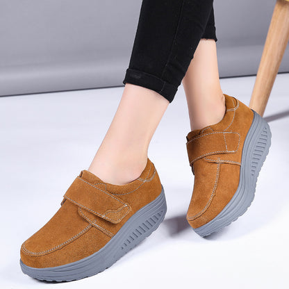 Non-slip wedge heel platform heightened fashion shoes