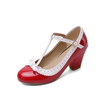 Japanese sweet bow high-heeled lolita shoes lace