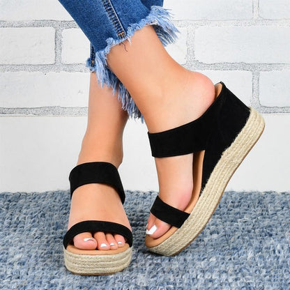 Sandalias de mujer con tacón de cuña de PU artificial de moda